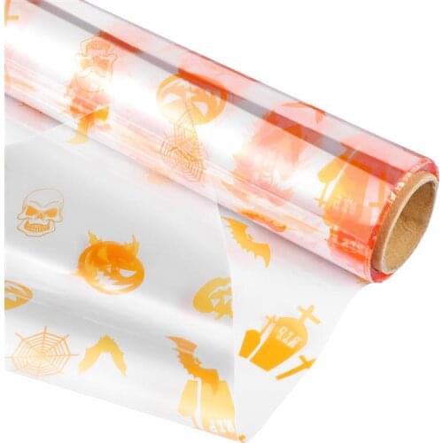 ABOOFAN 40X3000CM Cellophane Wrap Roll Snowman Xmas Tree Decorated Halloween Cellophane Bags Wrap Gift Baskets Wrap