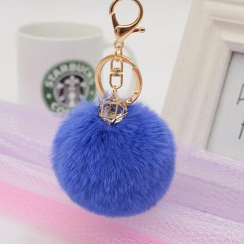 Simulation Rabbit Fur Fuzzy Plush Ball Keychain Soft Furry Cute Pom Pom Key Ring for Women Diy Accessories Christmas Gifts