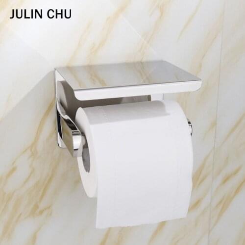 Toilet Paper Holder with Phone Shelf 304 Stainless Steel Mirror Bathroom Kitchen Paper Towel Roll Rack Tissue Hanger Creativeive