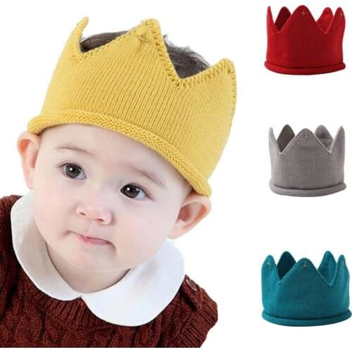 Crown Baby Hat for Newborn Girls Boys Autumn Winter Knit Cap Infant Toddler Beanie Baby Turban Photography Props Accessories