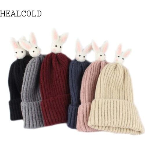 Age 3-8 Kids Wool Beanie Hats Winter Cute Hat For Children Warm Knit Skullies Beanies Boys Girls Cap