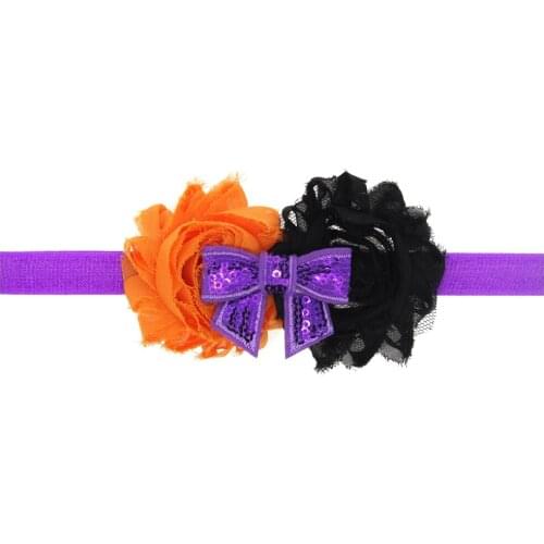 Wholesale Halloween kids chiffon heronsbill headband with sequin bow glitter sequin headband headwear accessories
