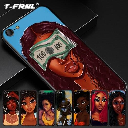 For coque iPhone 11 case black girl for iPhone 12 mini Pro Max case for 5 5S SE 2020 6 7 8 Plus X XR XS XR 11 Pro Max case