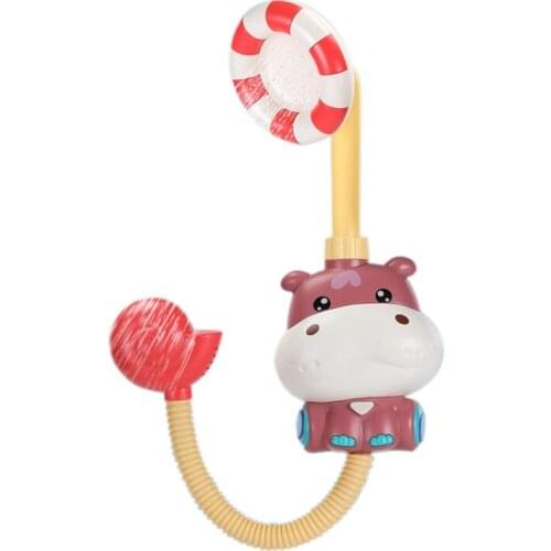 Electric Shower Bathing Hippo Toy Baby Bath Toys Cartoon Hippo Electric Shower Head for Children Parent-Child Toys