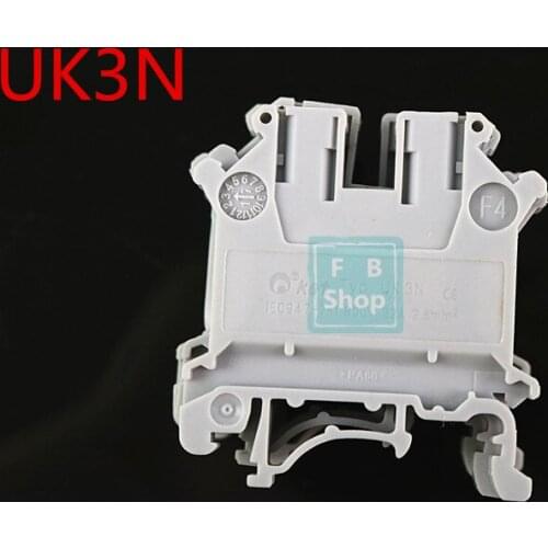 100pcs UK3N DIN rail Terminal blocks Phoenix type UK3N Wiring board connector terminals