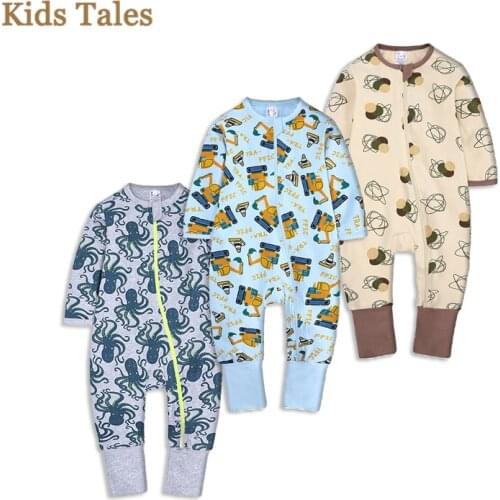 New Double Zipper Infant Baby Girl Boy Clothes Geometry Long Sleeve Cotton Baby Romper Clothing For Newborn Jumpsuit 3-24 Months