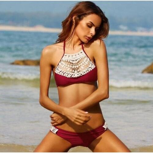 Obrix Sexy Lace Female Swimsuit Two Piece Wire Free Vacation Ladies Swimming Suit For Women