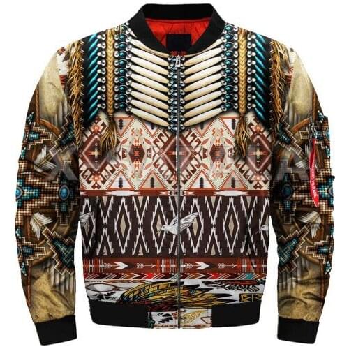 Mens Unisex Wolf Print 3D Bomber Jackets Native Indian Zipper Flight Jacket Casual Thick Coats Unisex Harajuku Women Streetwear