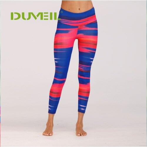 DUVEIL Fashion Stripe Printed Buttocks Tights Sportswear Woman Gym Yoga Pants Sport Leggings Fitness Compression Female Legins