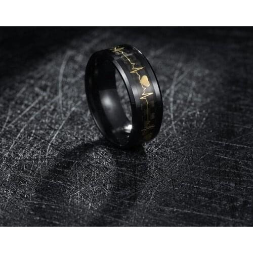 Mens Rings Electrocardiogram Ring Lovers Carbon Fiber Ring Ring Accessories Ring for lovers Rings Womens Wedding Rings
