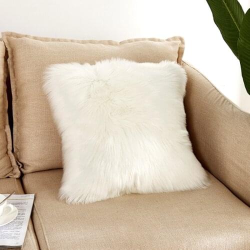 White Faux Fur Cushions Cover 50x50 CM Lamb Sheepskin Lumbar Chair Seat Pillow Covers Home Decor Pillowcase For Sofa Car