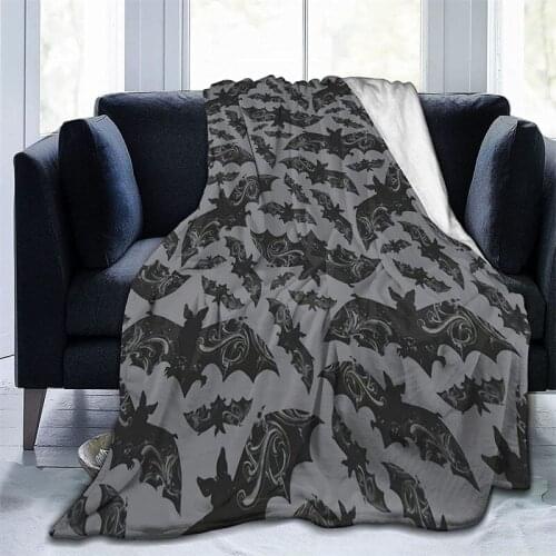 Night Flight - Gothic Halloween Bats Navajo Cubre Camara Green Throw Blanket 3D Print On Demand Sherpa Super Comfortable
