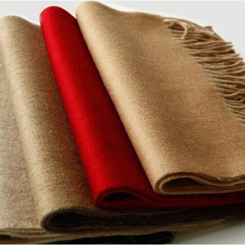 New Fashion 100 Wool Scarf Winter Women 2019 Femme Warm Thick Pashmina With Tassels wool scarfs for ladies Double Color