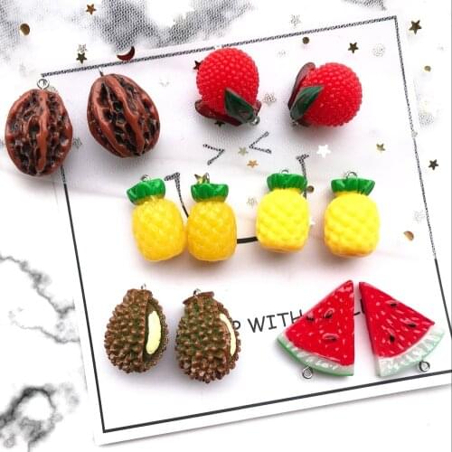 ZALEBABA 3D simulation resin fruit charms very cute keychain pendant necklace pendant for DIY decoration