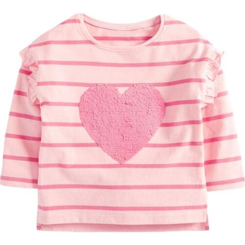 Autumn Toddler Girl Fall Clothes Designer Brand Kids Luxury Shirt Casual Cotton Tops Striped Sequins T Shirt for Kids 2-7 Years