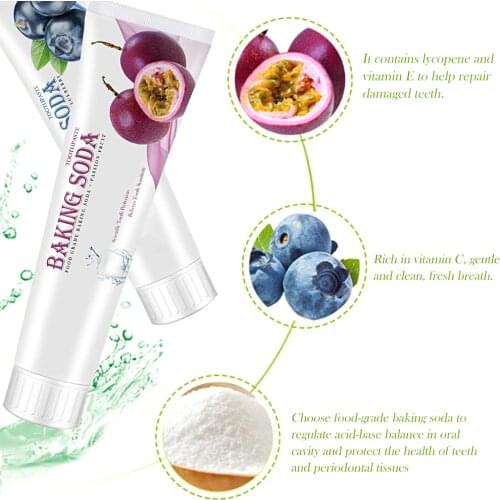 Baking Soda Whitening Toothpaste To Prevent Gum Bleeding Remove Stains Oral Care Fresh Tone Fruit Flavor Whitening Toothpaste