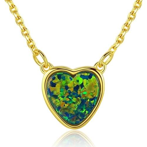 Cute Necklace s925 Sterling Silver Opal Necklace Love Opals Pendant Necklace Women Gift Fine Jewelry