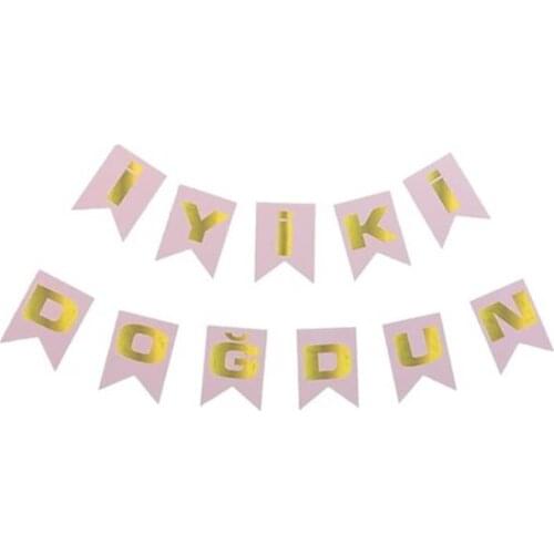 Partifabrik İyiki Happy Birthday Lettering Ornament PembeGold party material