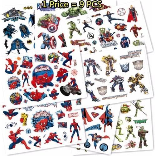 SHNAPIGN 9 pcs/lot Super hero Temporary Body Arts, Flash Tattoo Stickers 17*10cm, Waterproof Children Loves Toy Tatoo Stickers