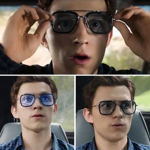 Square Hip Hop Steampunk Sunglasses Men Flat Top Glasses Tony Stark Iron Man Sunglasses Women Goggles Oculos de sol UV400