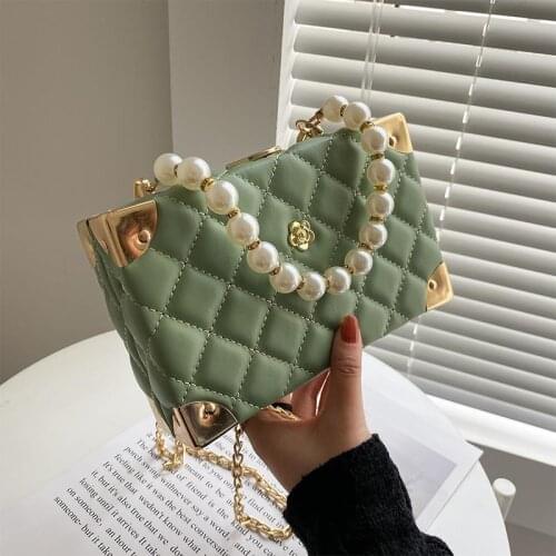 Crossbody Bag Shoulder Bag Designer Backpack Handbag Purse Women Bag Diamond Lattice Fashion 2021 New Chain Beaded PU Leather
