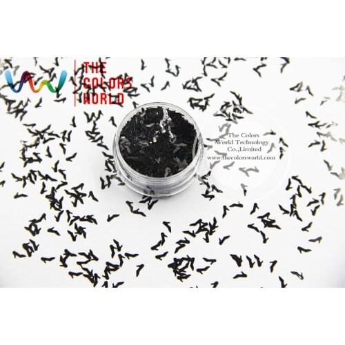 TCP16 Solvent Resistant Pearlescent Black Colors Cinderella’s slipper High-heeled shoes shape Nail Art Glitter 6MM Makeup DIY