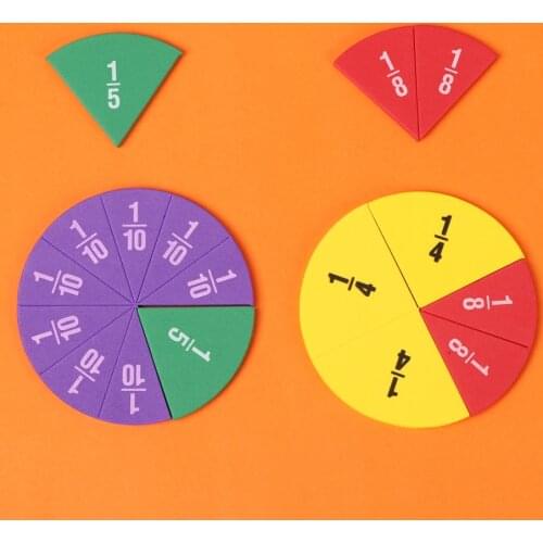 51pcs Fractions Mathematics Teaching Resources EVA Round Shape Fractions Instrument Montessori Educational Math Toy Learning Too
