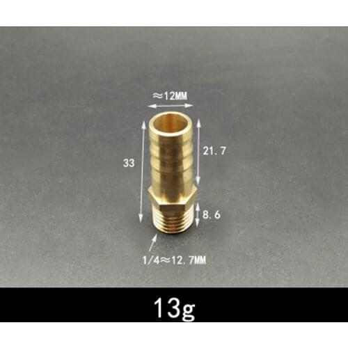 Thicken DN8 1/4" BSP Male x 12mm Hose Barb Tail Brass Coupling Joint Pipe Fitting Water Gas