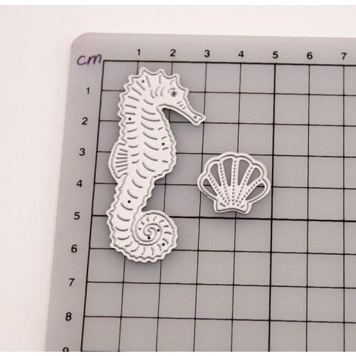 Reunion Hippocampus Shell Metal Cutting Dies Scrapbooking Craft Mold Cut Die Stencil Handmade Paper Card Make Template