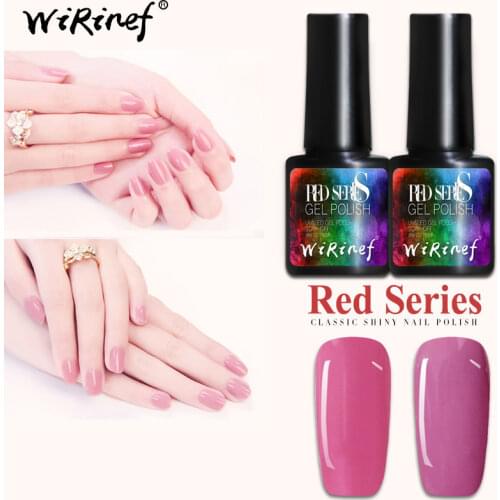 WiRinef Rose Red Color Series Gel Nail Polish 5Colors Gel Lacquer Soak Off UV Led Nail Gel Varnish