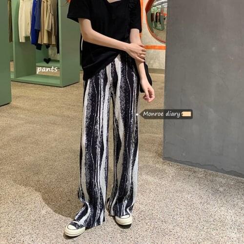 Women Stylish Tie Dye Wide Leg Pants 2021 Summer Chic Loose Casual Straight Trousers