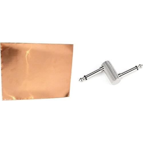 1 Pcs Self-Adhesive Guitar Copper Shielding Foil Tape & 1 Pcs 6.35 Adapter Plug Pedal Coupler Sz Type Connector