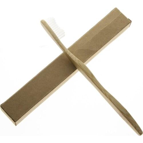 FDA Certification 10Pcs Flat Handle Adult Natural Bamboo Eco Friendly Soft Bristle Travel Toothbrush Oral Tooth Teeth Brush