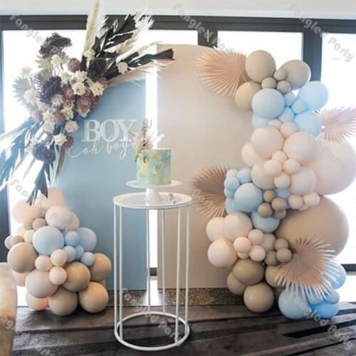 107pcs Doubled Cream Peach Apricot Blue Balloon Garland Kit Baby Shower Gender Reveal Birthday Party Supplies Wedding Decoration