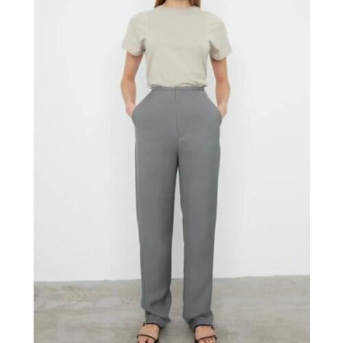 2020 Arles fluid trousers shadow Black Extra long trousers slim waistband High Waist Fashion Long Pants