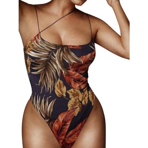 2021 High Quality Women One-Piece Swimsuit Push Up Swimwear Floral Strap V-Neck Print Bikini Padded Beachwear Sexy Bathing Suit