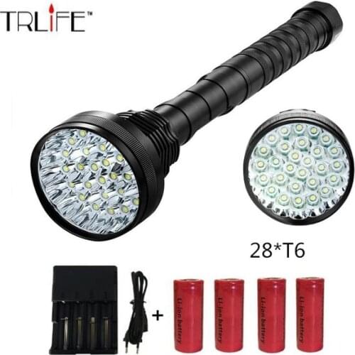 28xT6 Portable Super Bright Tactical Flashlight,High Spotlight Searchlight Indoor/Outdoor Activity With 4pcs*26650