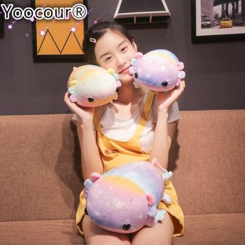 37-58cm Cartoon Colorful Salamander Plush Toys Stuffed Soft Baby Lovely Fish Pillow Kawaii Lifelike Doll For Kids Children Gifts