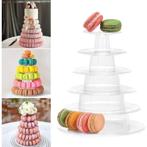 6 Tiers Round Macaroon Tower Stand Cake Display Rack For Tray Clear Pyramid Rack Wedding BirthdayParty Supplie