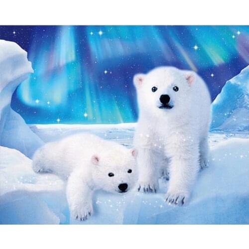 Diamond Painting Polar Bear Animal Square Diamond Round Diamond Decoration Customizable Wall Art Decoration Frameless Style