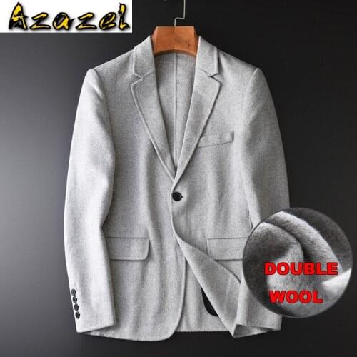 Azazel Grey Wool Mens Blazer Luxury Handwork Splicing Single Breasted Male Blazer Plus Size 4xl Autumn And Winter Man Blazers