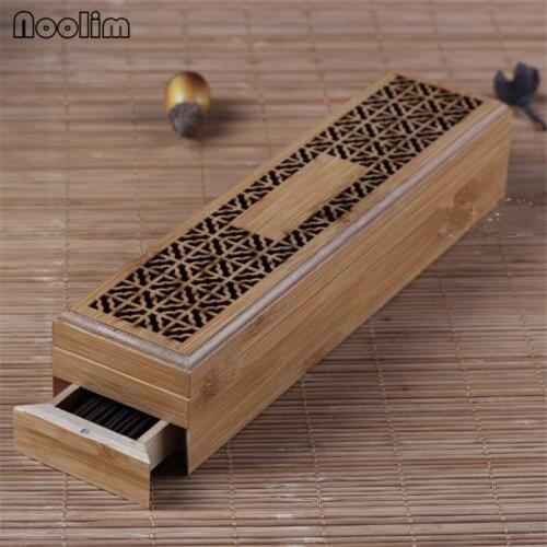 Bamboo Zen Incense Stick Burner Hollow Incense Holder With Drawer Aromatherapy Lying Censer Home Office Teahouse Decor