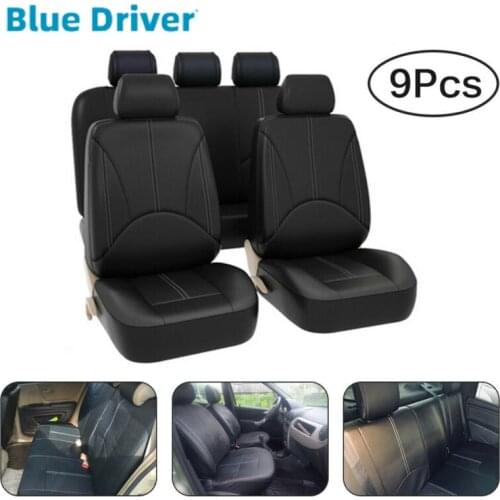9PCS PU Leather Car Seat Cover Four Seasons Comfortable Breathable Cushion Universal Full Set Accessories Mat Protector Tools