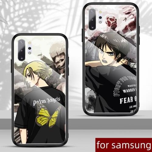 Anime Japan Attack on Titan Glass Phone Case for Samsung A20 A30 A50 A70 S8 S9 S10 S20 Plus Note 8 9 10 Soft silicone Back Cover