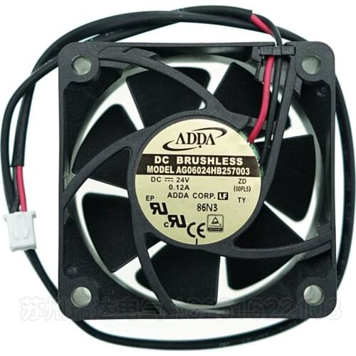 For ADDA AD06024XB257000 6025 dc 24v AD0624HB-A70GL 2wire Cooling Fan 60*60*25MM