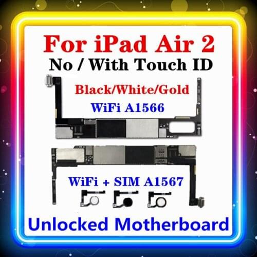 For IPad Air 2 Motherboard WiFi(A1566),WLAN + Cellular(A1567) For IPad Air 2 No / With Touch ID Black/White/Gold