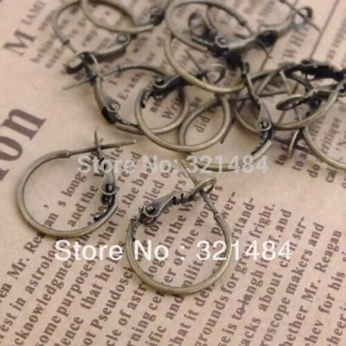 Hot sale 200piece/lot 16mm antique bronze hoop earring findings ear wire hooks