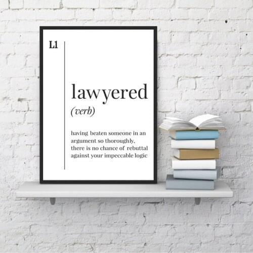 Lawyered Definition Canvas Prints Poster Scandinavian Wall Art Funny Lawyer Gift Painting Black White Picture Office Wall Decor