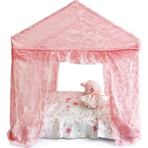 Lace Bows Palace Pink Pet Camping House Summer Assembly Puppy Small Animal Dog Home Bed Cushion Pillow Chihuahua Sofa Mat Goods