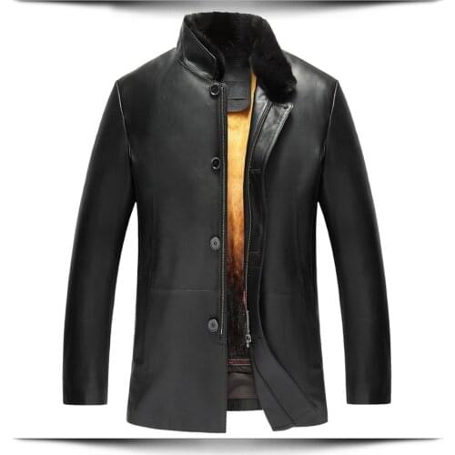 Mens Mink Fur Coat Sheepskin Leather Jacket Removable Lined Parkas Custom Luxe Warm Winter Outerwear